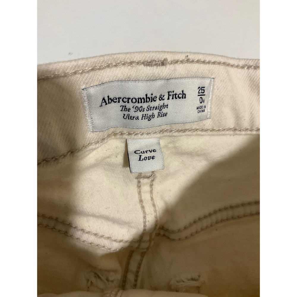 Abercrombie‎ & Fitch Jeans The 90s Straight Ultra High Rise Curve Love Ivory 25 - Picture 4 of 7